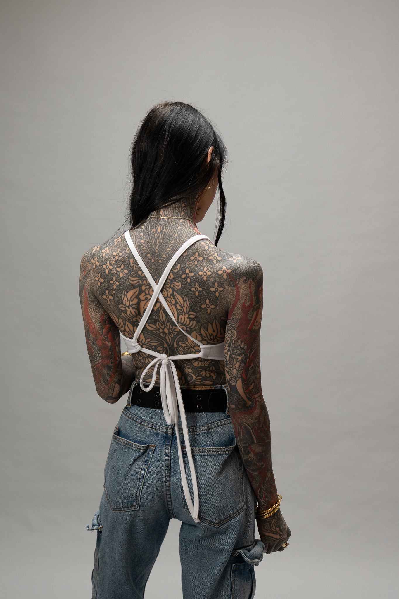 White Halter Cross Back