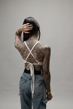 White Halter Cross Back