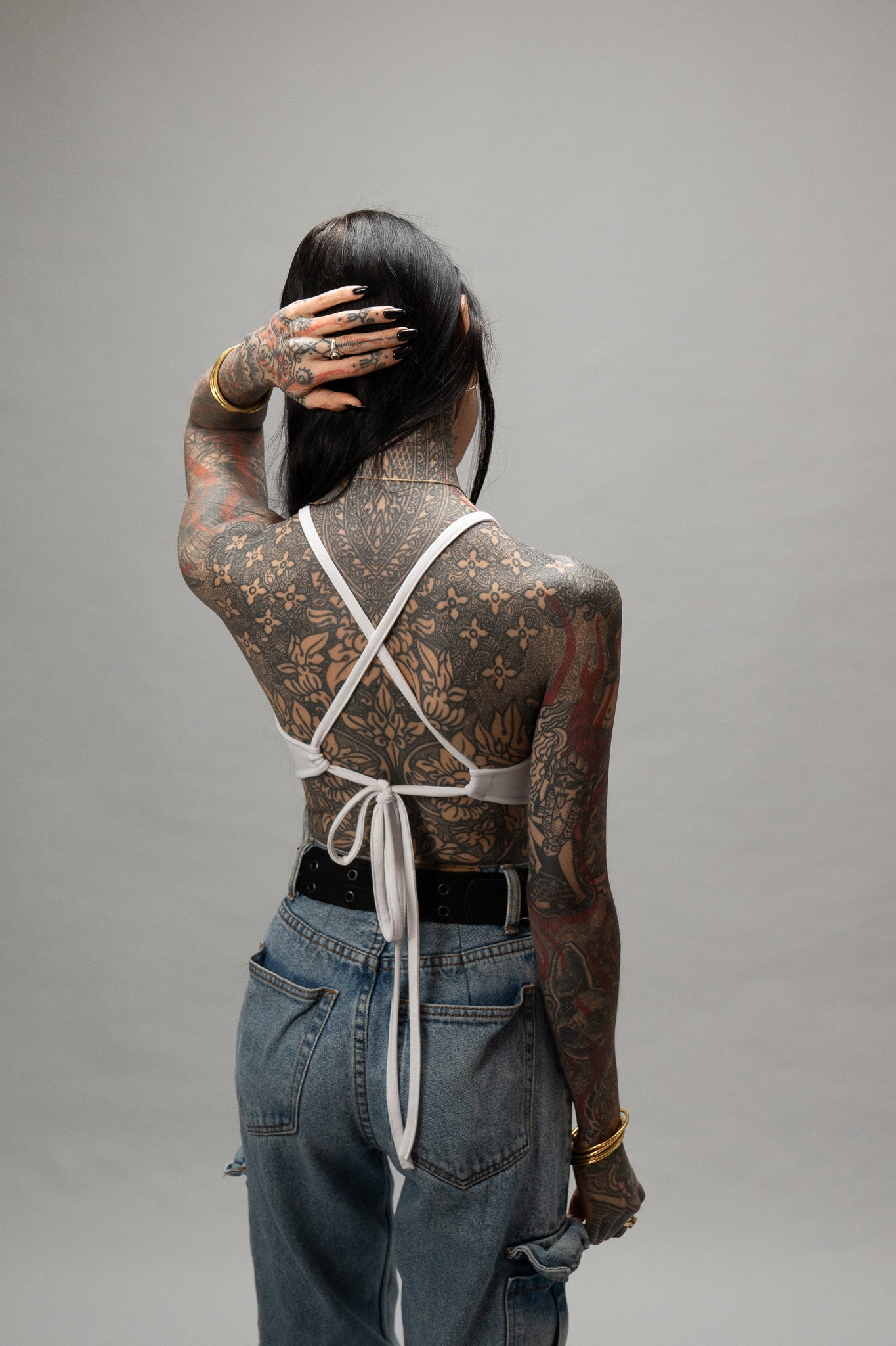 White Halter Cross Back