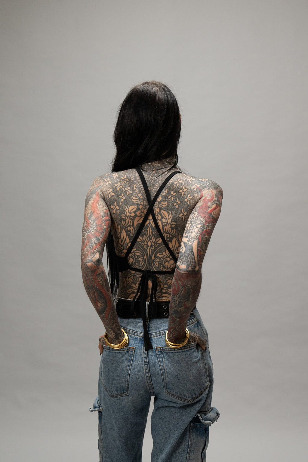 Black Halter Cross Back