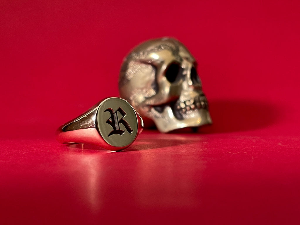 Old English Initial Signet Ring