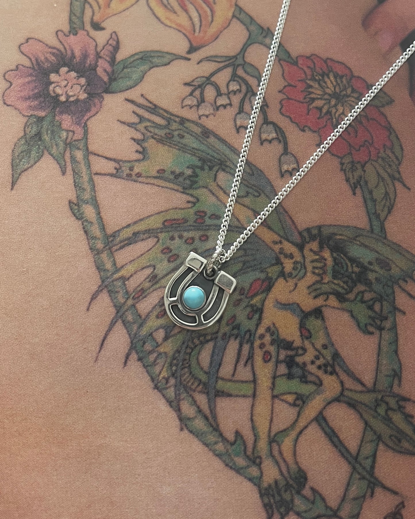 Horseshoe Necklace with Turquoise