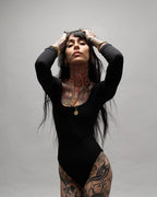 Black 3/4 Sleeve Leotard