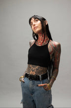 Black Halter Cross Back