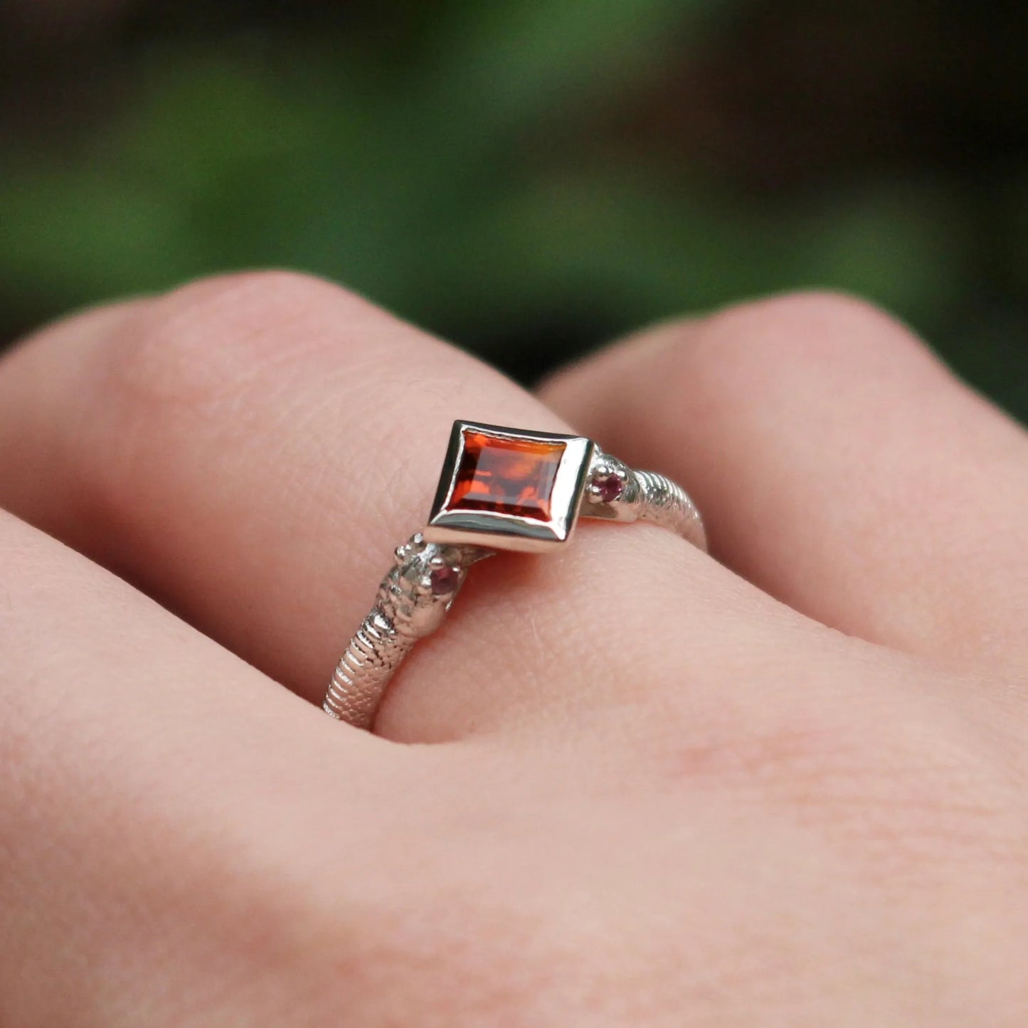Emily Proudfoot: Sacred Serpent Ring Orange Madeira Garnet and Pink Tourmaline (Ready To Ship)
