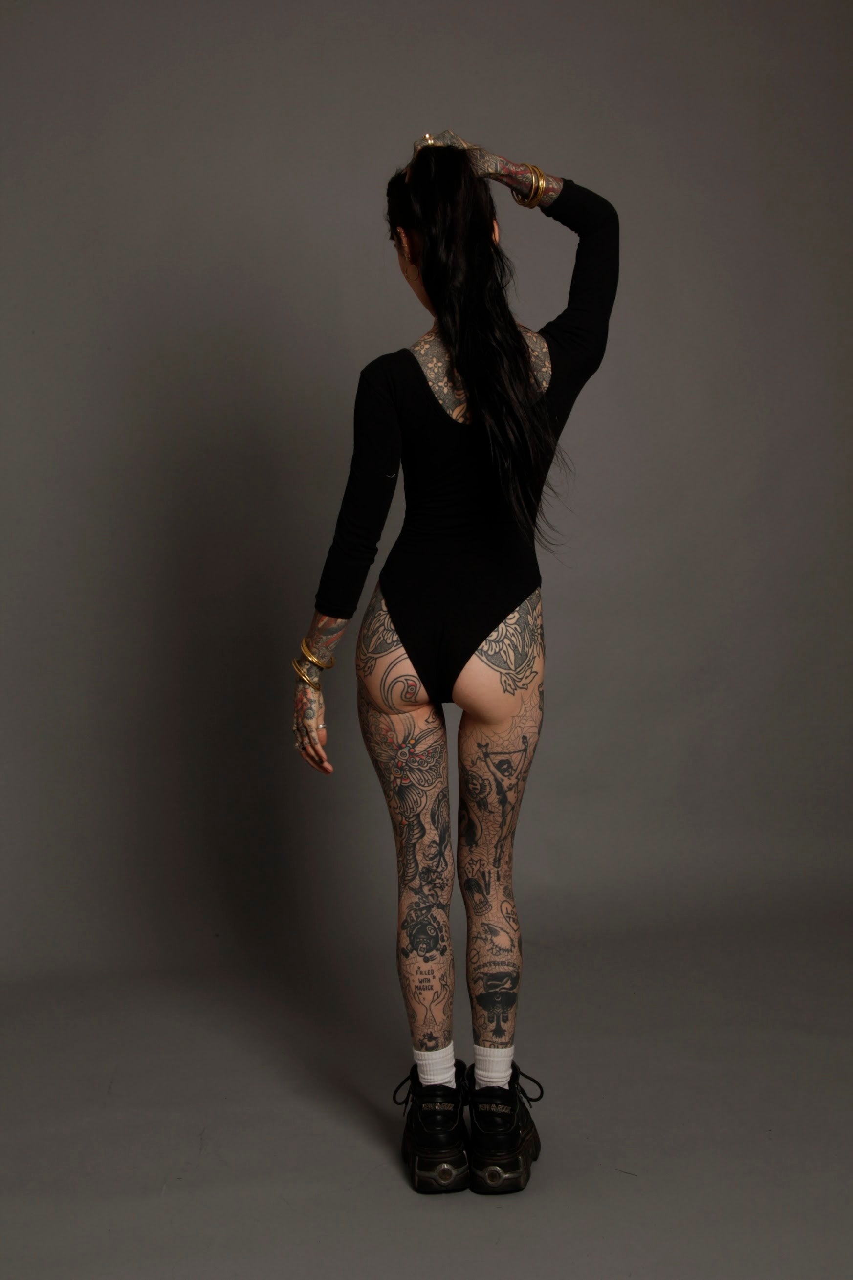 Black 3/4 Sleeve Leotard