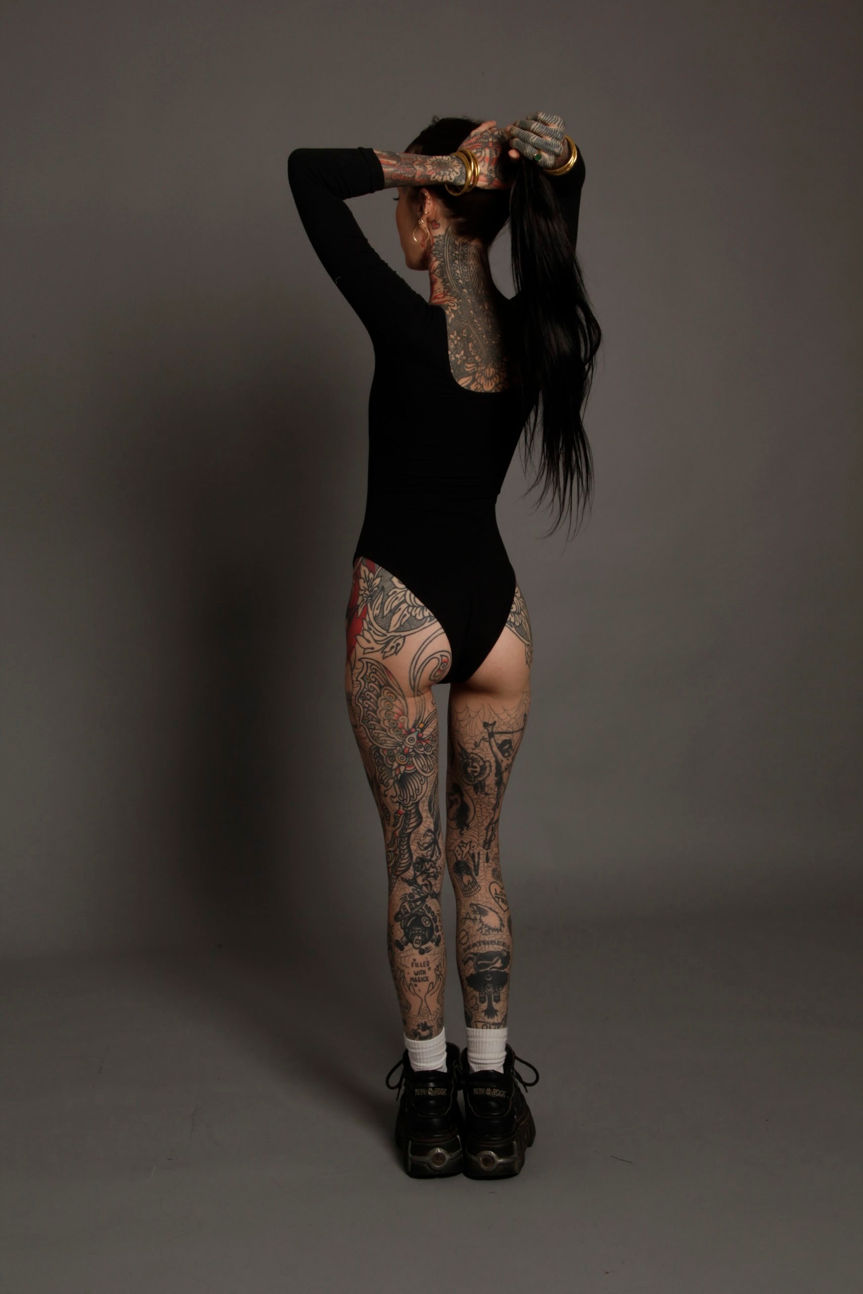 Black 3/4 Sleeve Leotard