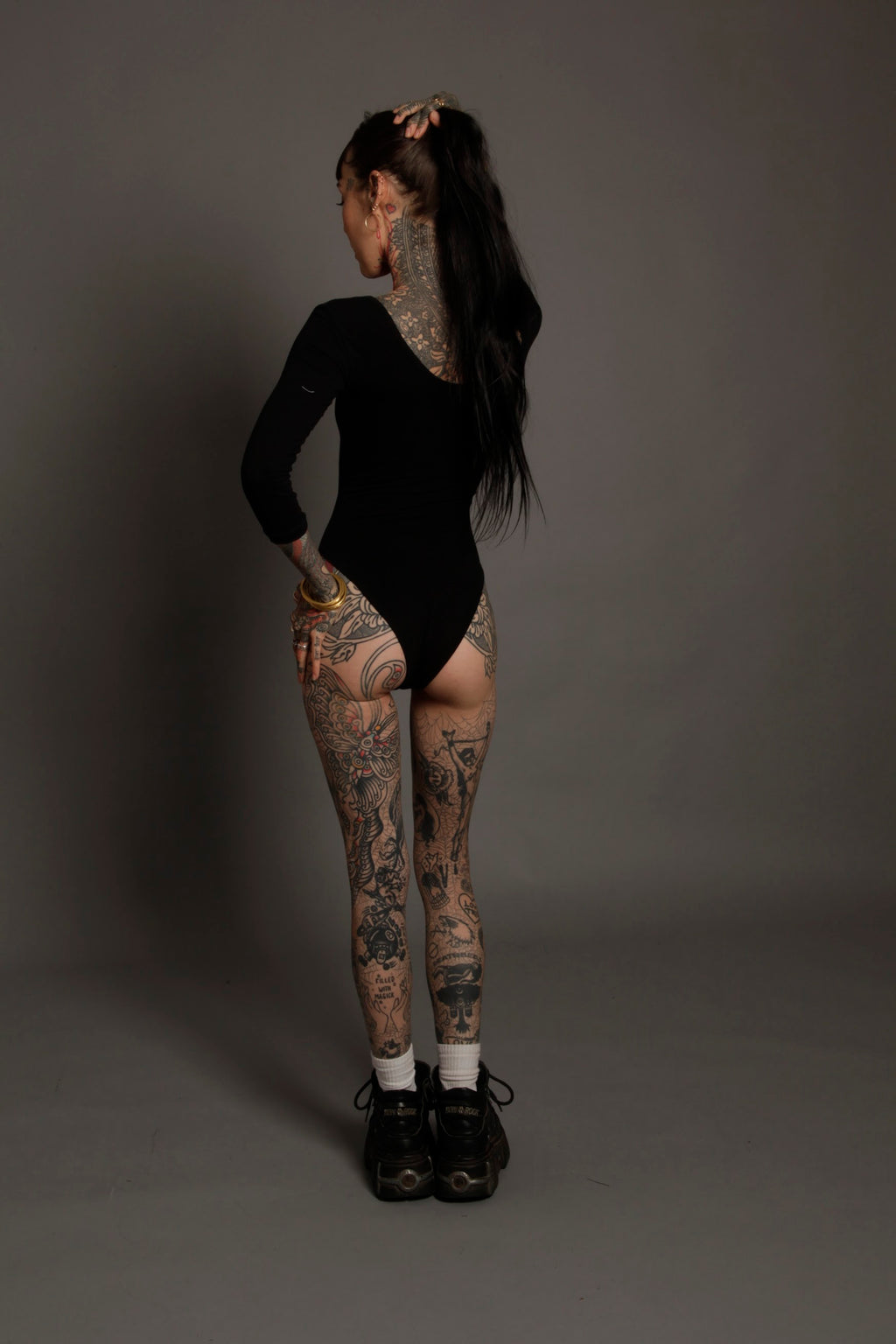 Black 3/4 Sleeve Leotard