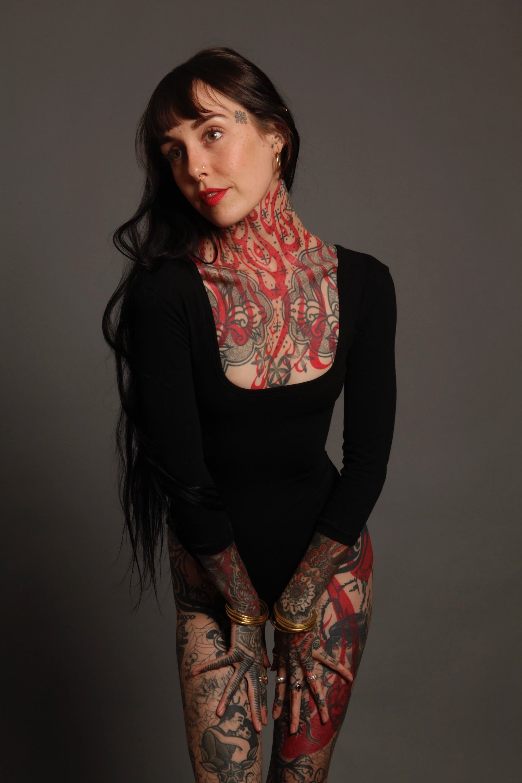 Black 3/4 Sleeve Leotard