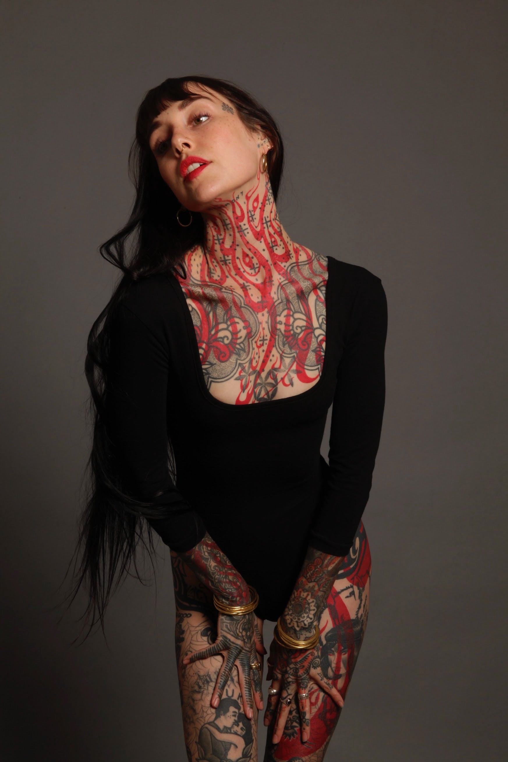 Black 3/4 Sleeve Leotard