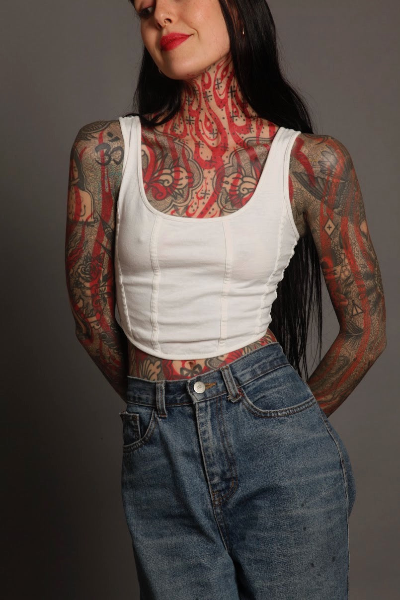 Classic Apparel: Soft White Corset Vest