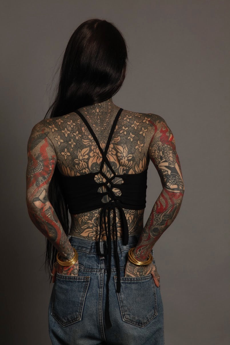 Black Racer Vest Tie Back