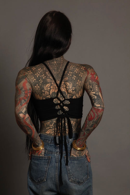 Black Racer Vest Tie Back