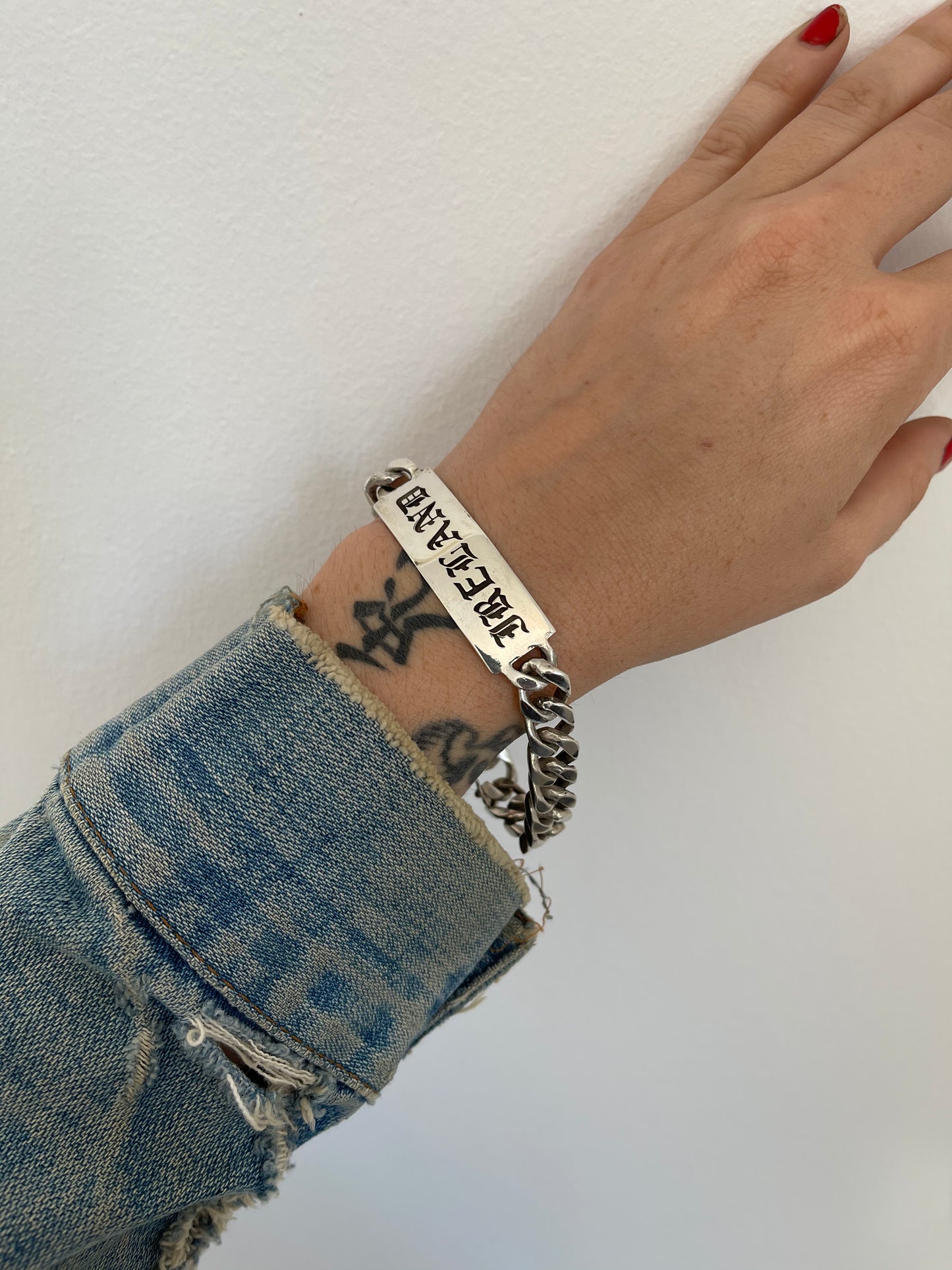 Heavy Engraved Old English ID Bracelet