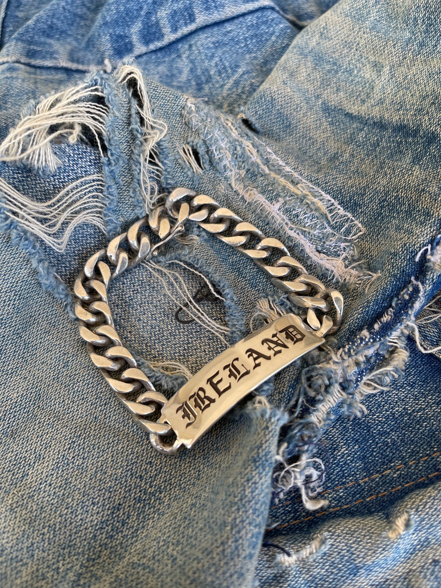 Heavy Engraved Old English ID Bracelet
