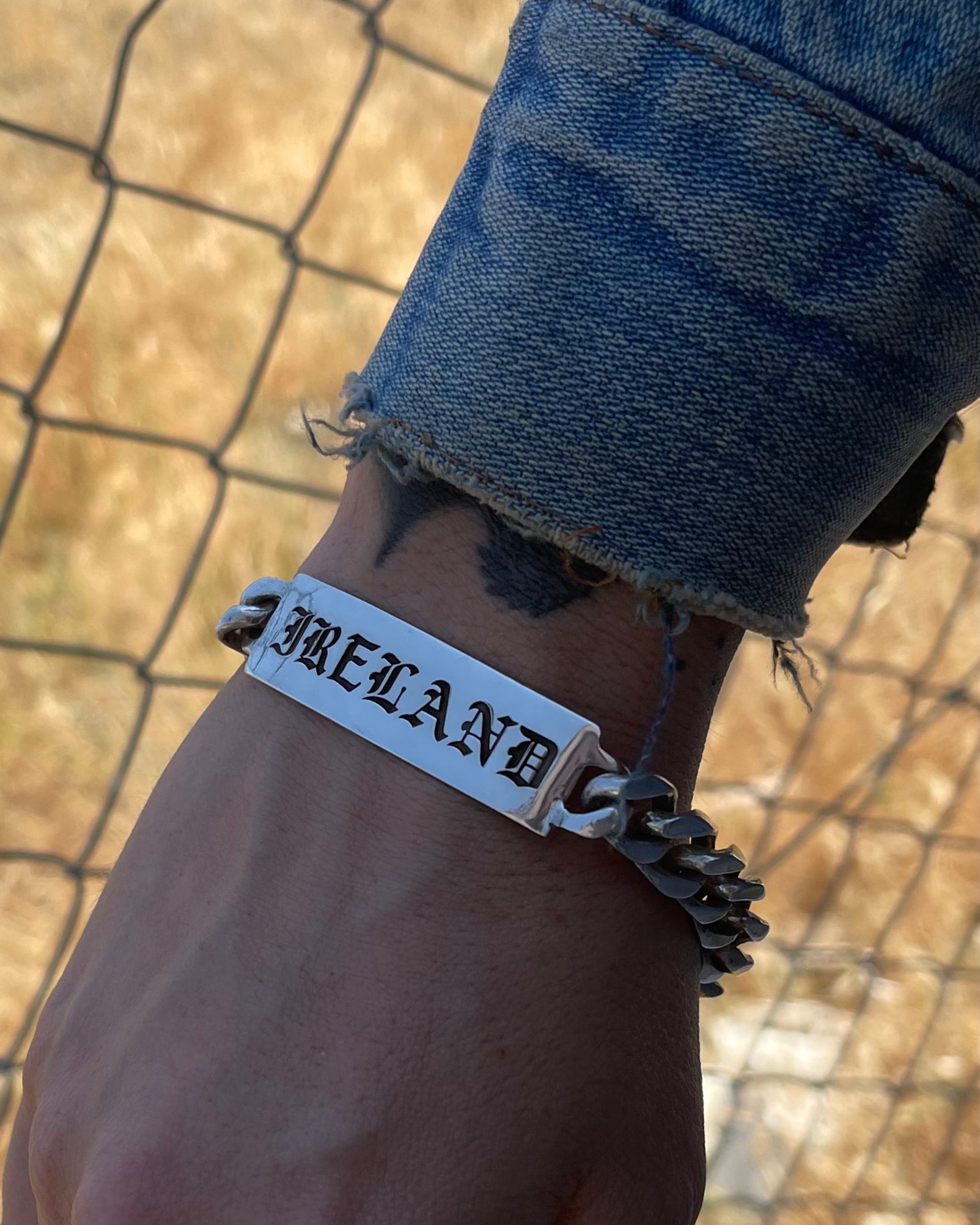 Heavy Engraved Old English ID Bracelet