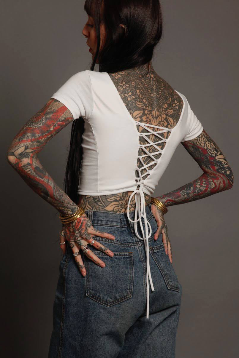 White Fitted Crop Tee