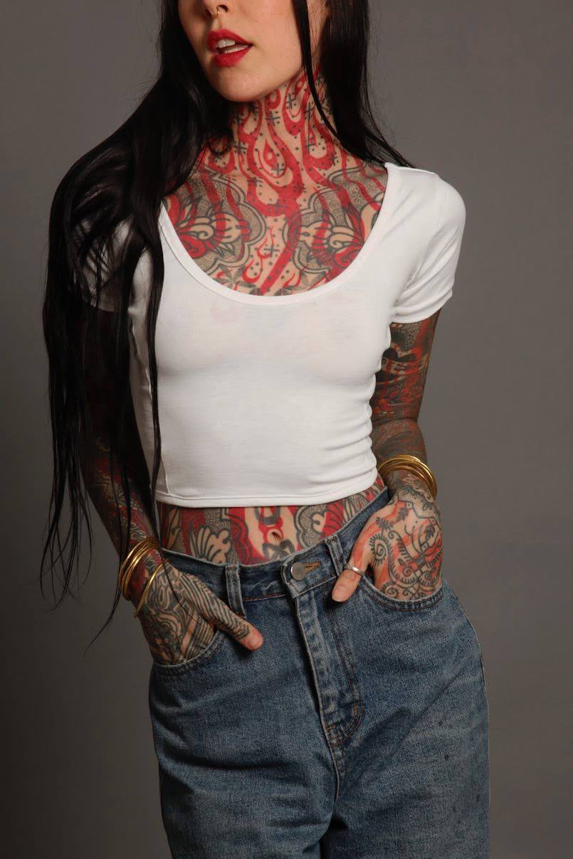 Classic Apparel: White Fitted Crop Tee