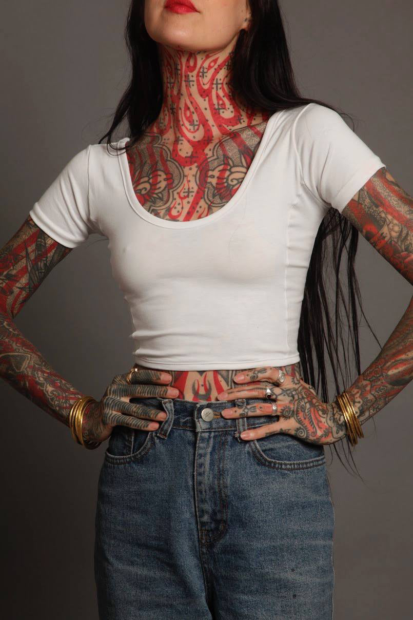 Classic Apparel: White Fitted Crop Tee