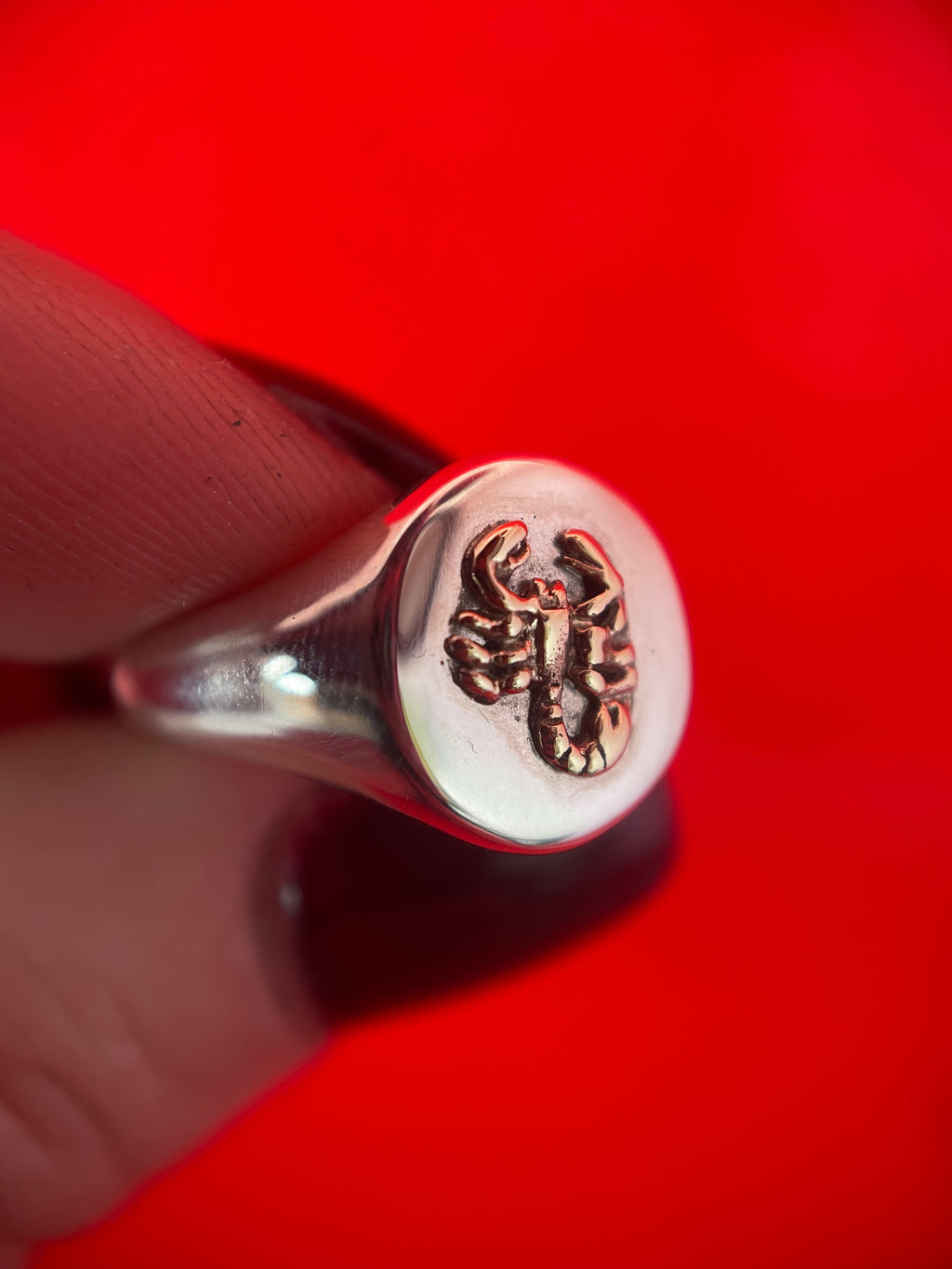 Silver and Gold Scorpion Signet Ring