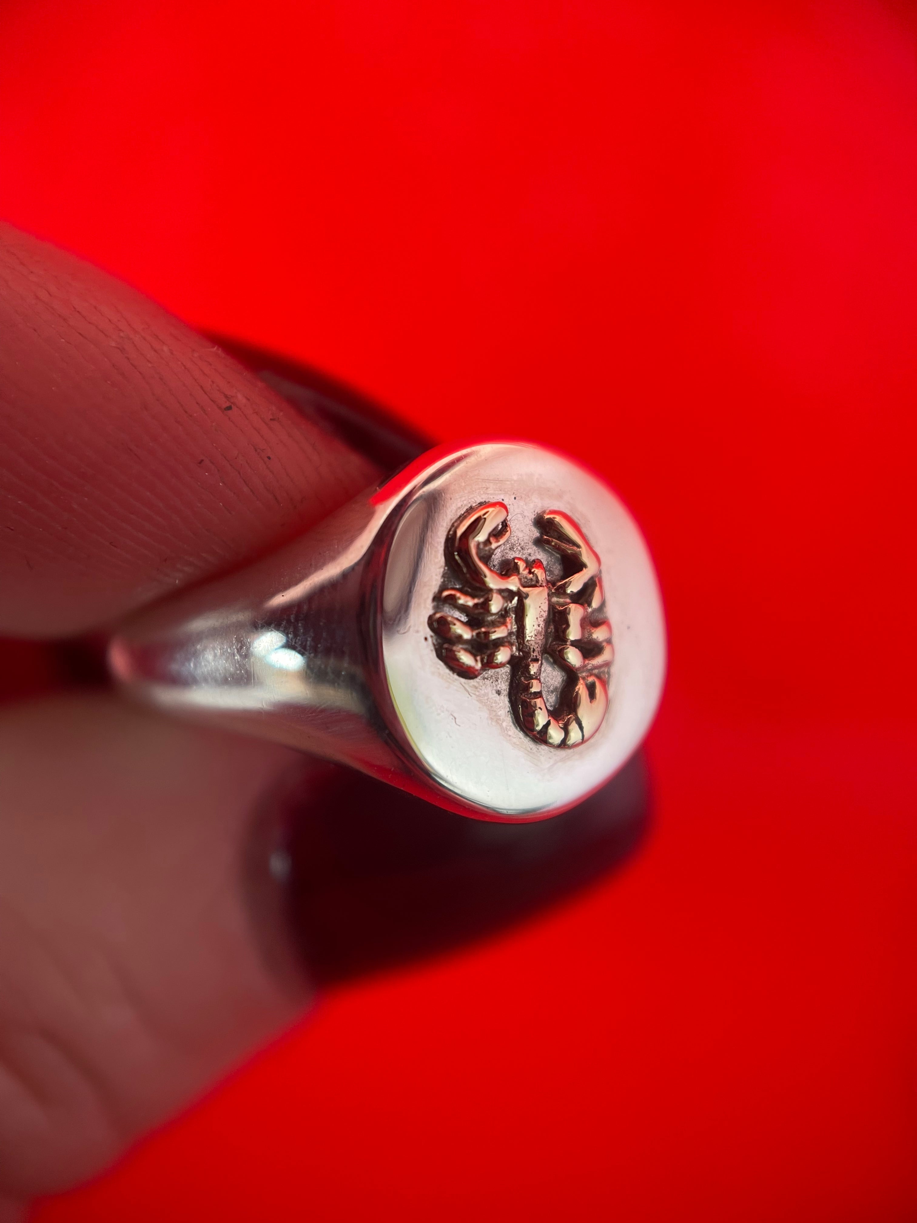 Silver and Gold Scorpion Signet Ring