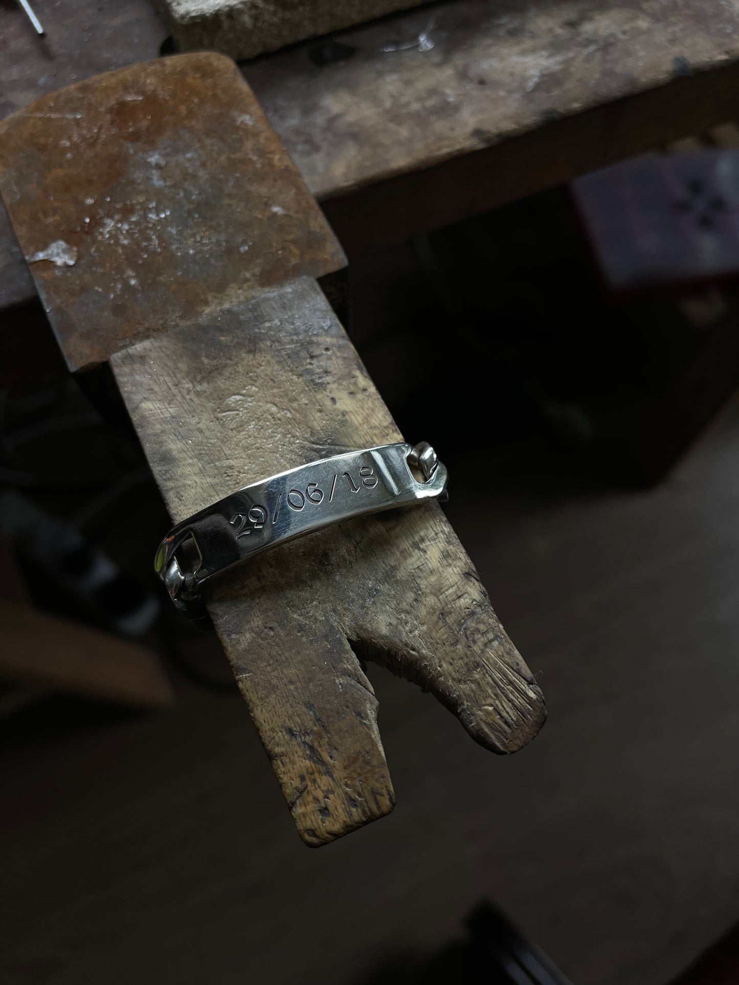 Heavy Engraved Old English ID Bracelet
