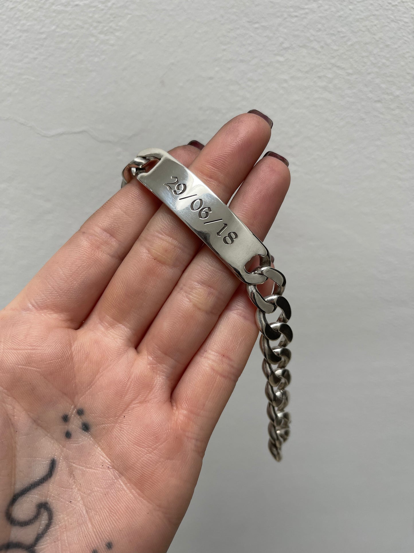 Heavy Engraved Old English ID Bracelet