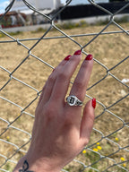 Old English Initial Ring with Scorpion Shoulders