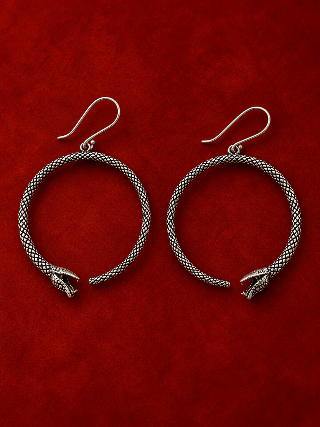 Vintage Style Steel Ouroboros Earrings
