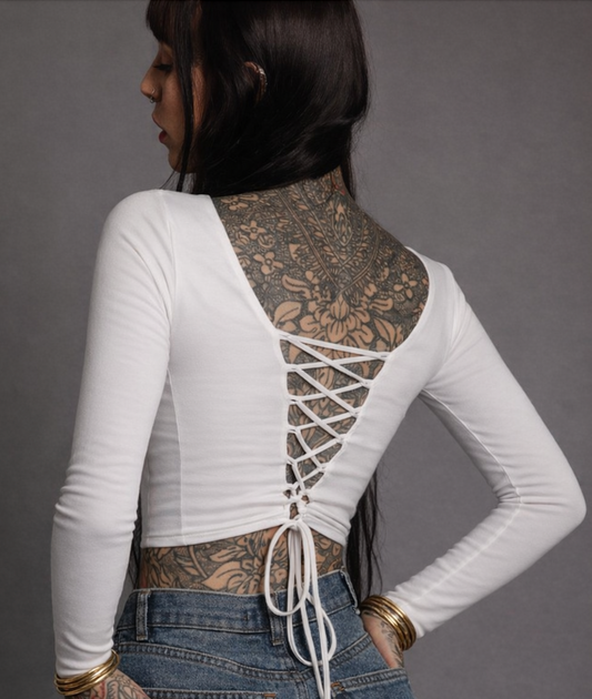 Classic Apparel: White Fitted Crop Longsleeve