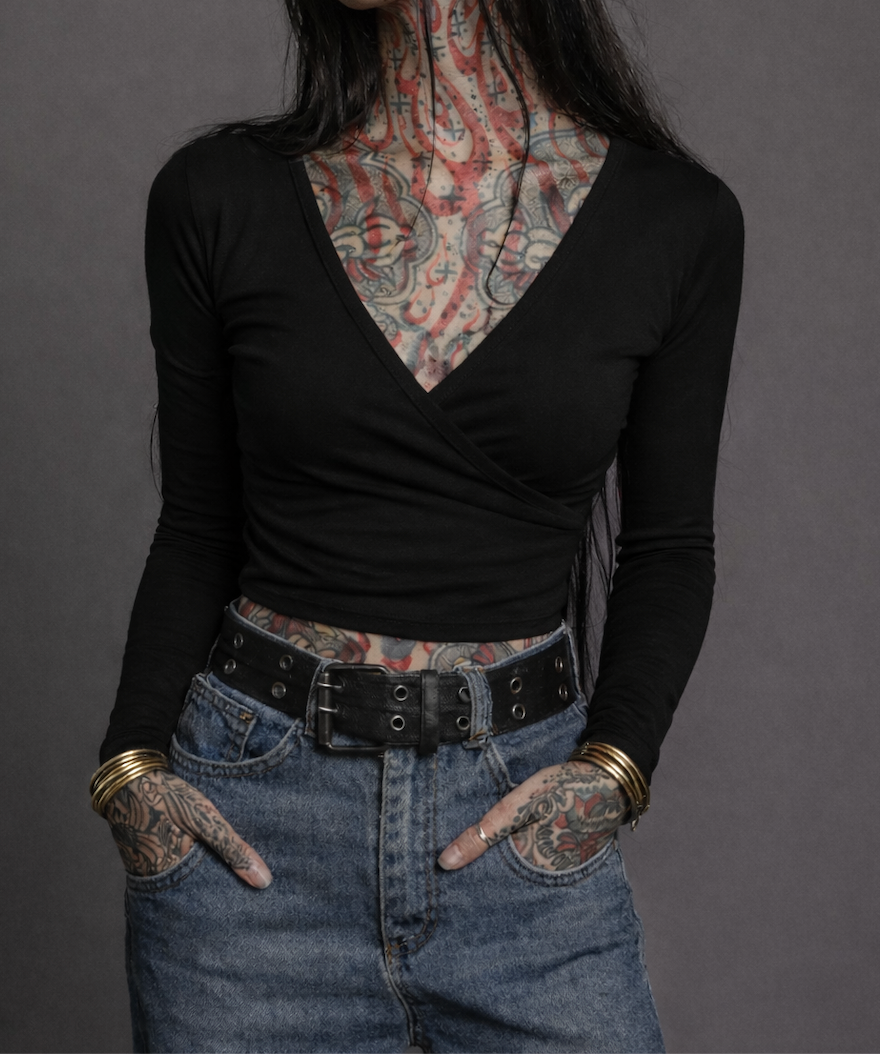 Classic Apparel: Wrap Top Longsleeve (Black)
