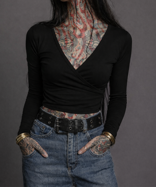 Classic Apparel: Wrap Top Longsleeve (Black)