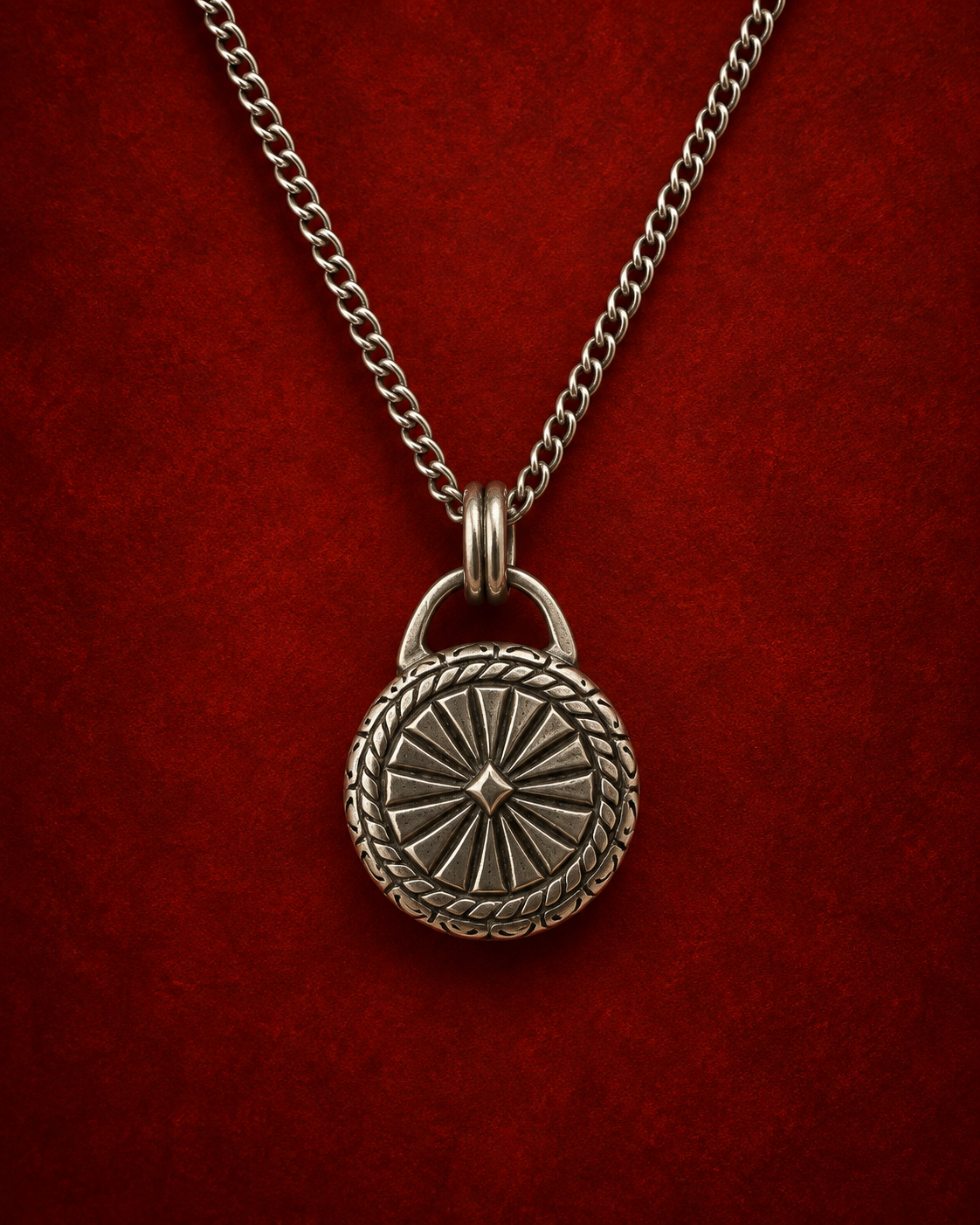 Sundial Pendant with Garnet