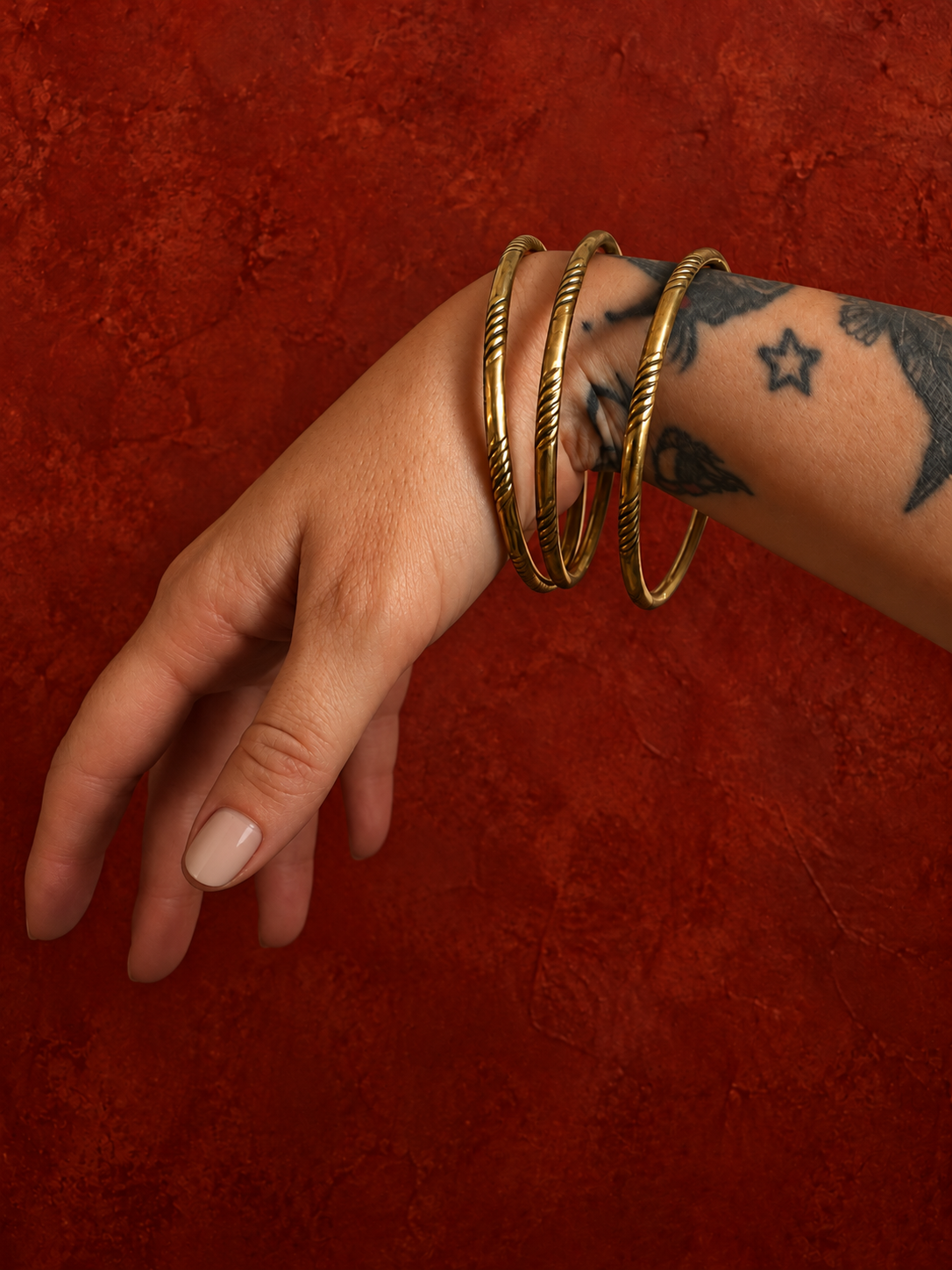 Brass Tidal Stacking Bangle (Hollow)
