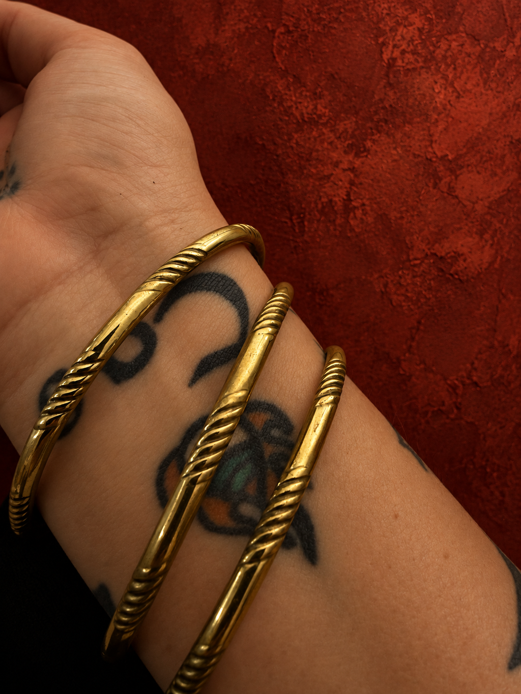 Brass Tidal Stacking Bangle (Hollow)