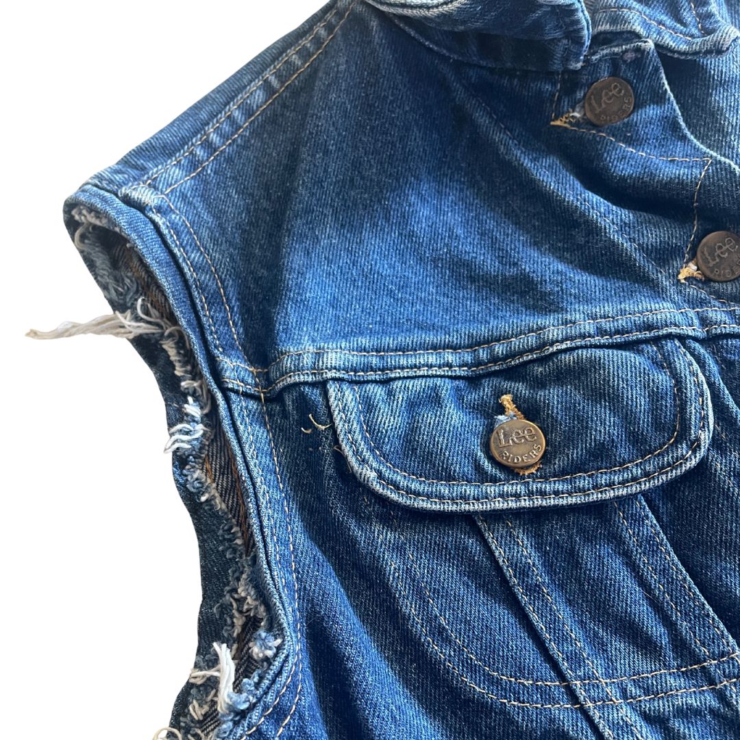 Raw Revival: Vintage Lee Riders Women’s Denim Vest (Dark Blue)