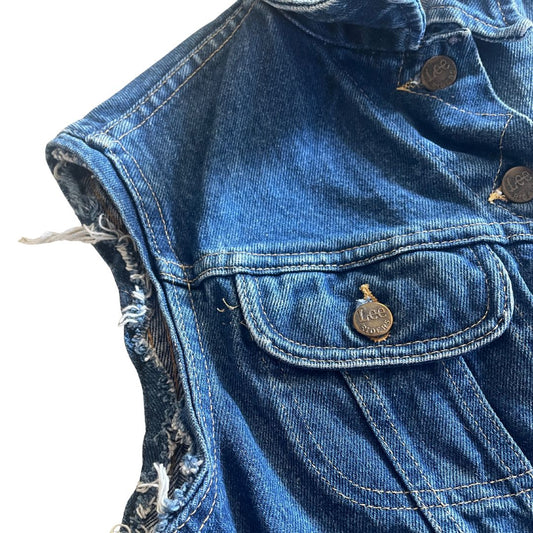 Raw Revival: Vintage Lee Riders Women’s Denim Vest (Dark Blue)