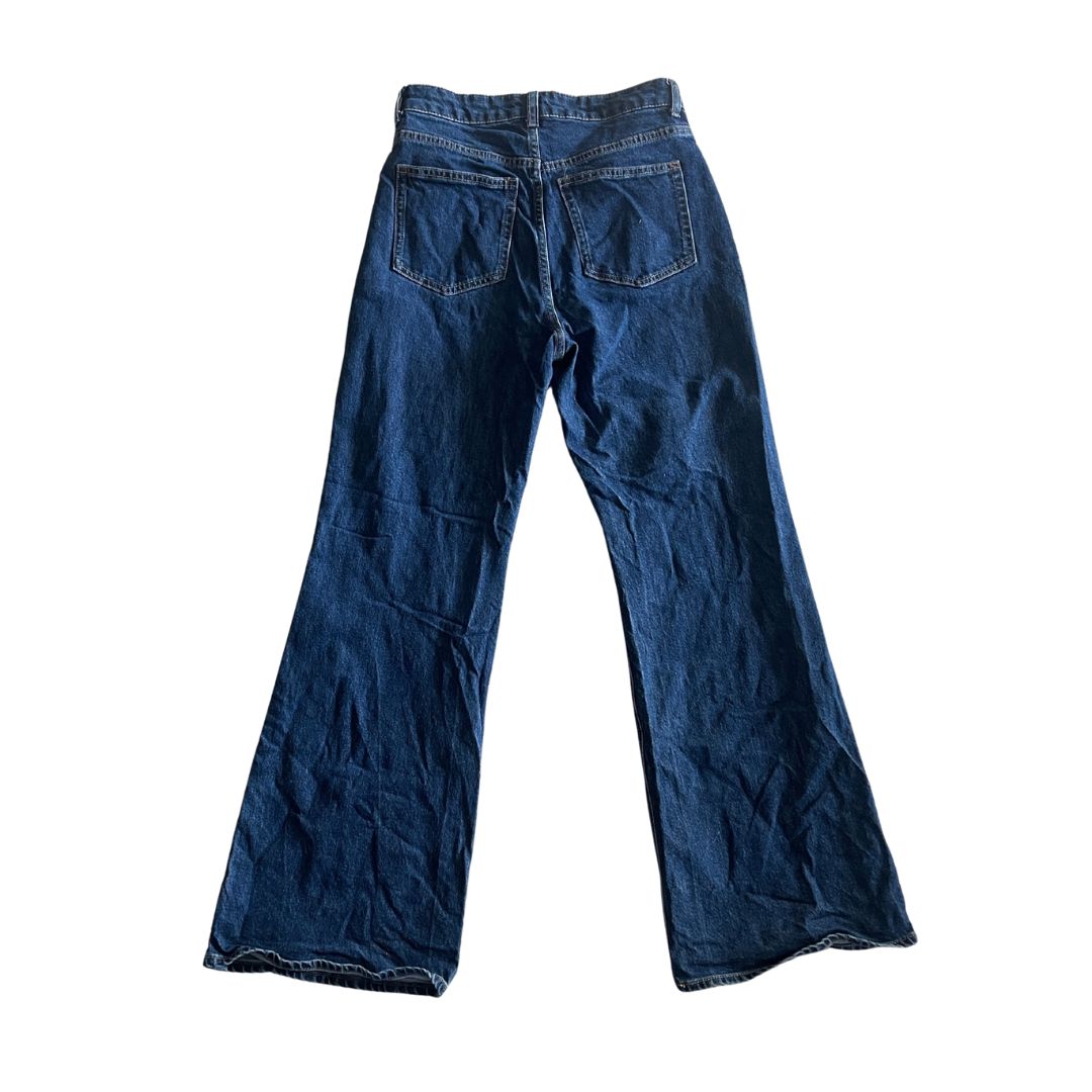 Raw Revival: No Brand Upcycled Flared Jeans (Dark Blue Wash)
