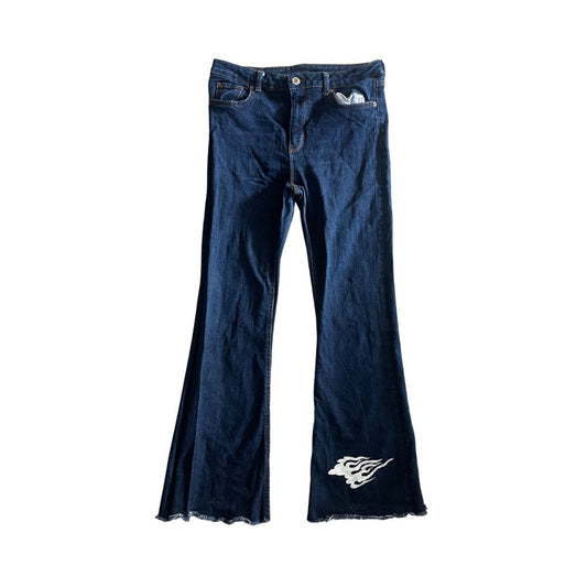 Raw Revival: No Brand Upcycled 70's Flared Jeans (Dark Blue Wash)