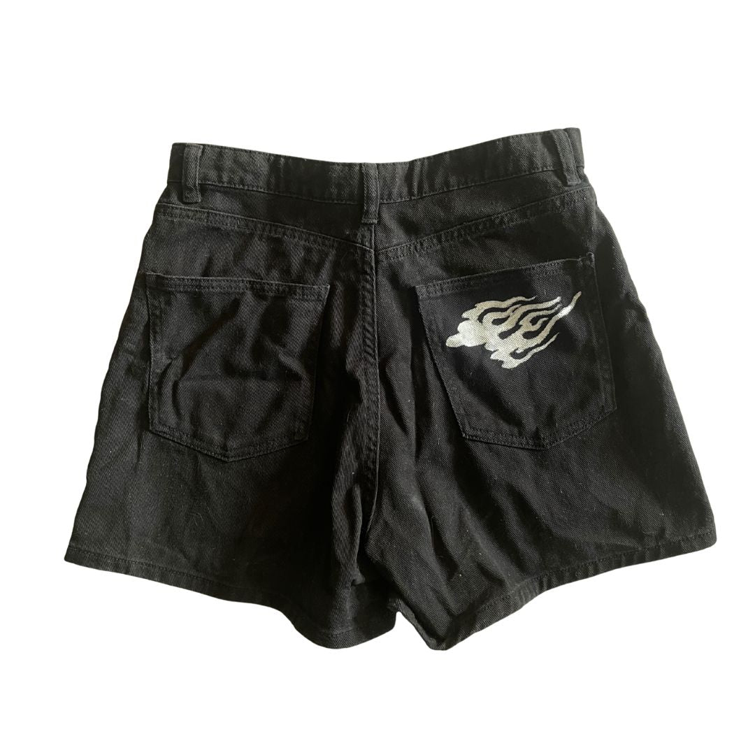 Raw Revival: High Waisted Black Shorts