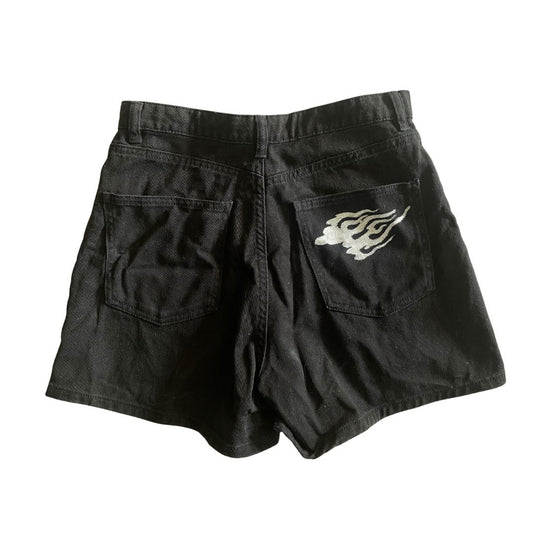 Raw Revival: High Waisted Black Shorts