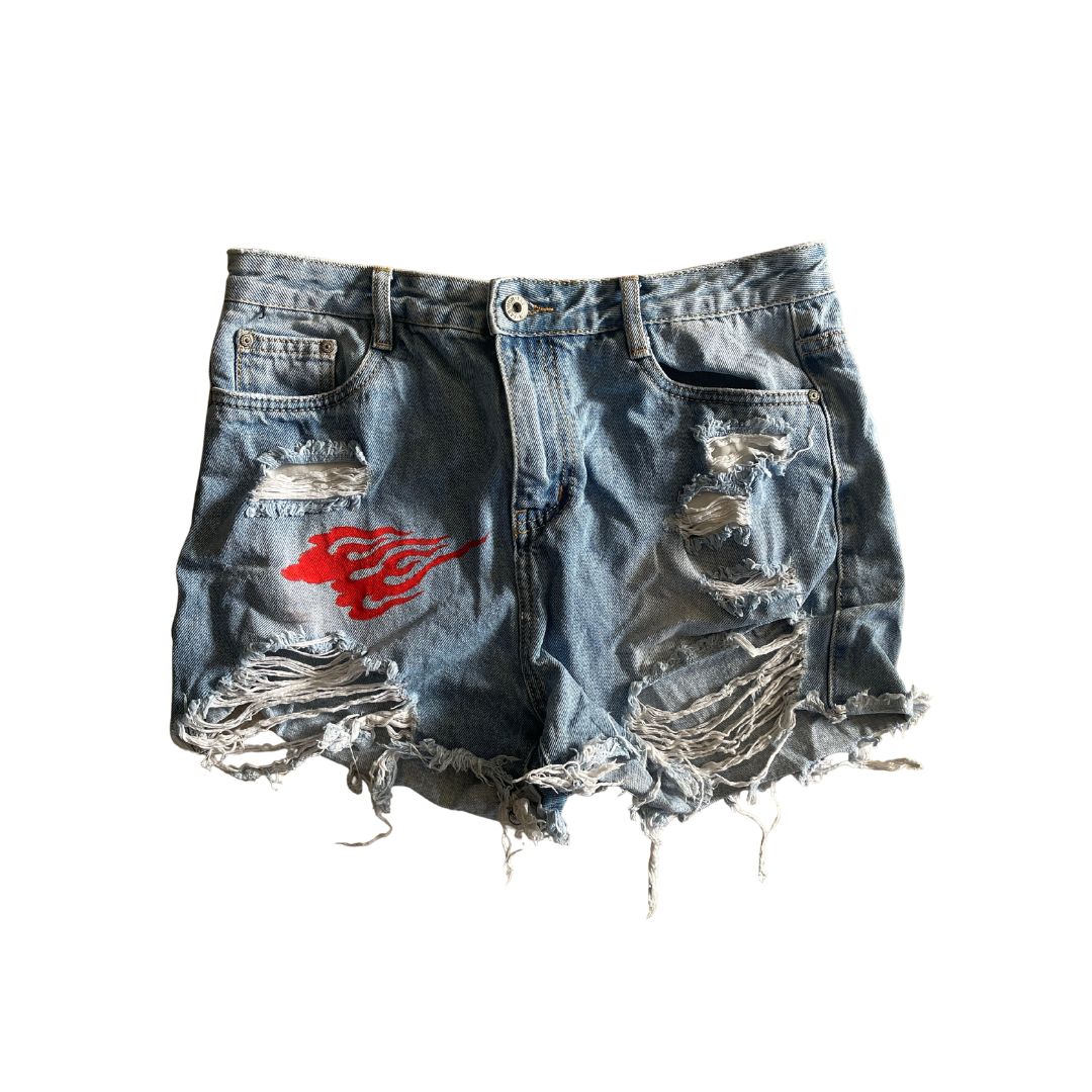 Raw Revival: Super Distressed High Waisted Shorts (Light Blue)
