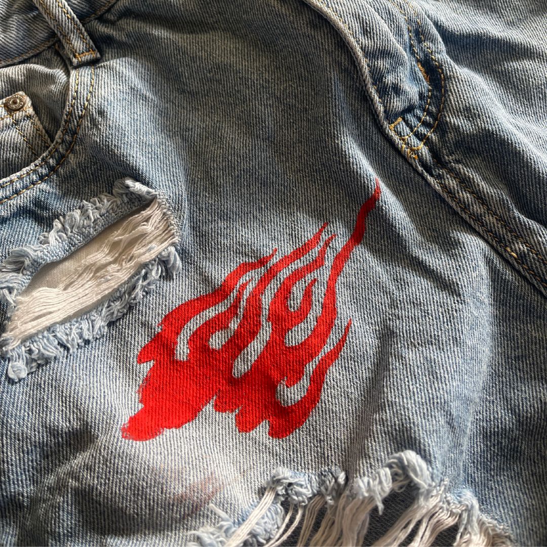 Raw Revival: Super Distressed High Waisted Shorts (Light Blue)