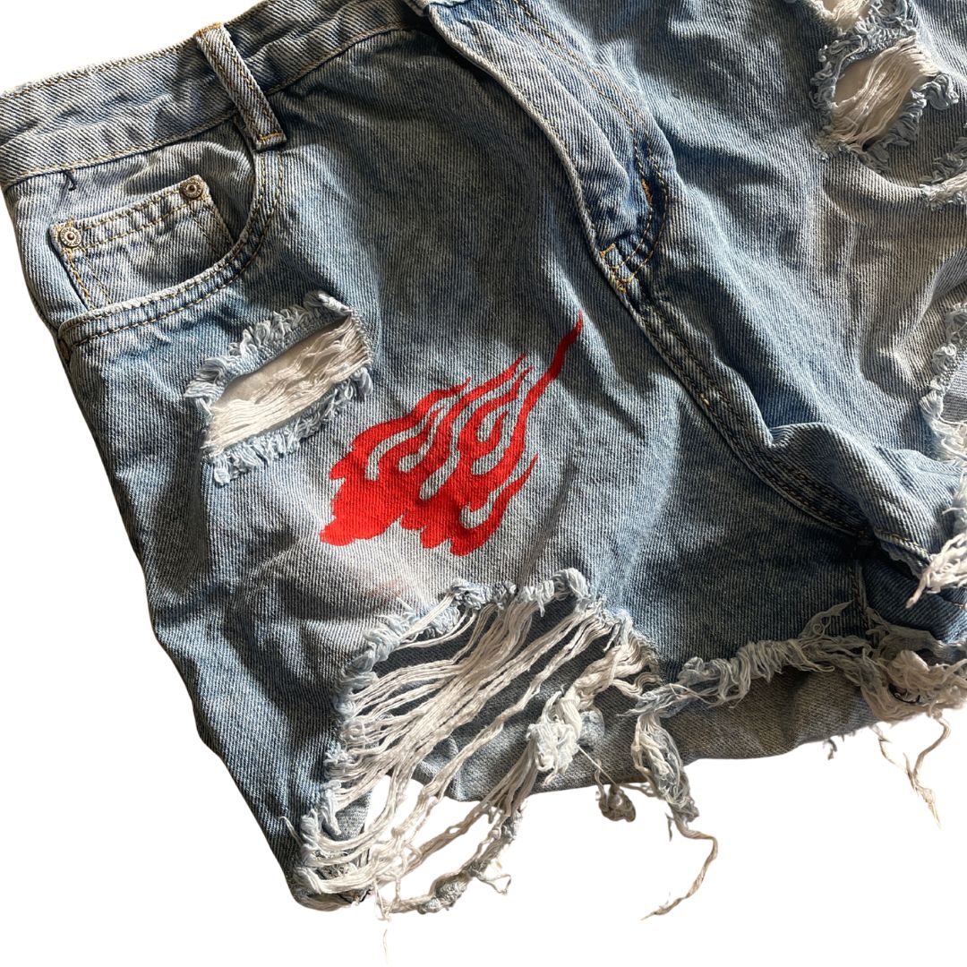 Raw Revival: Super Distressed High Waisted Shorts (Light Blue)