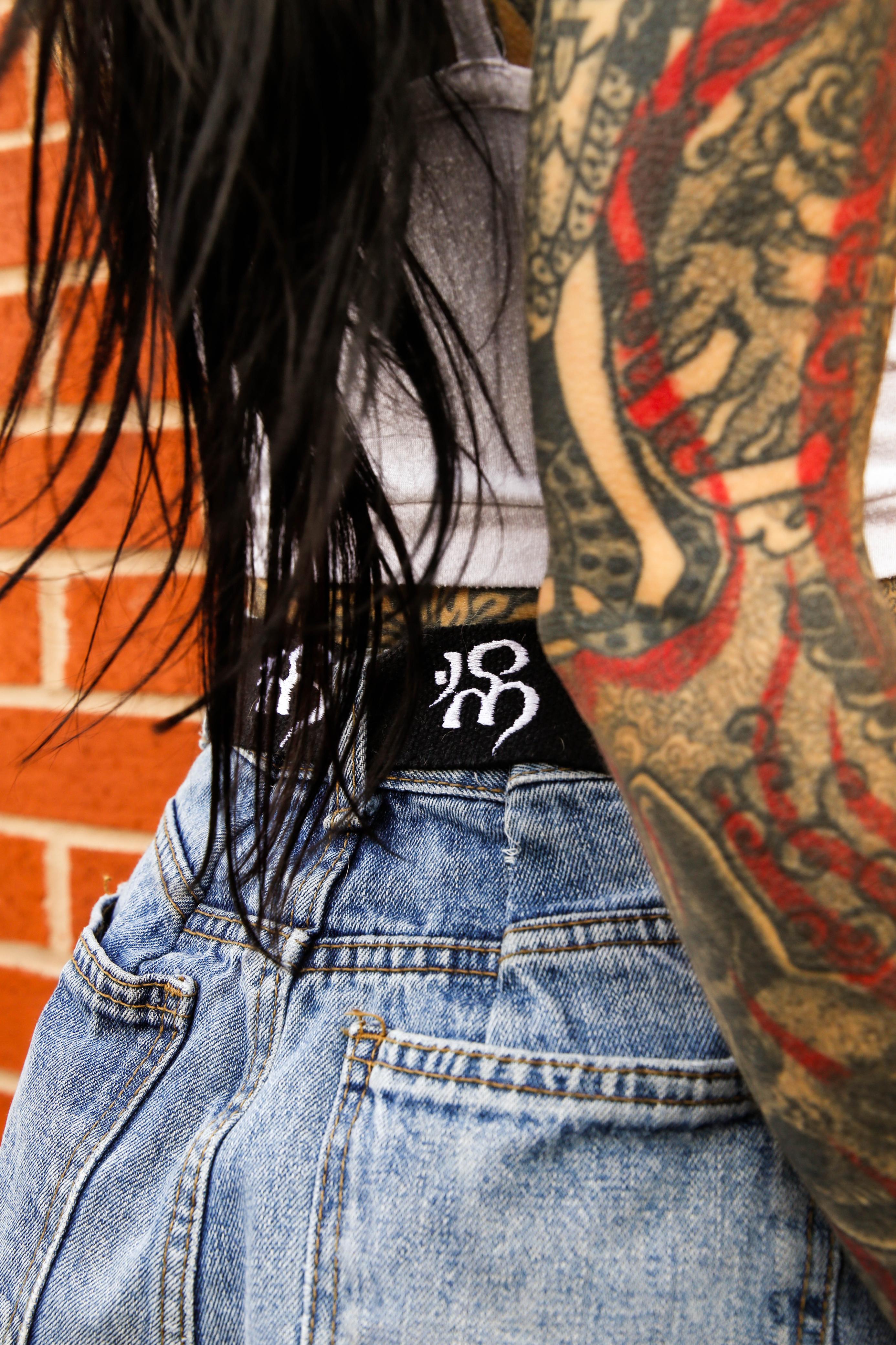 Classic Apparel: Embroidered Om Belt (Black and White)