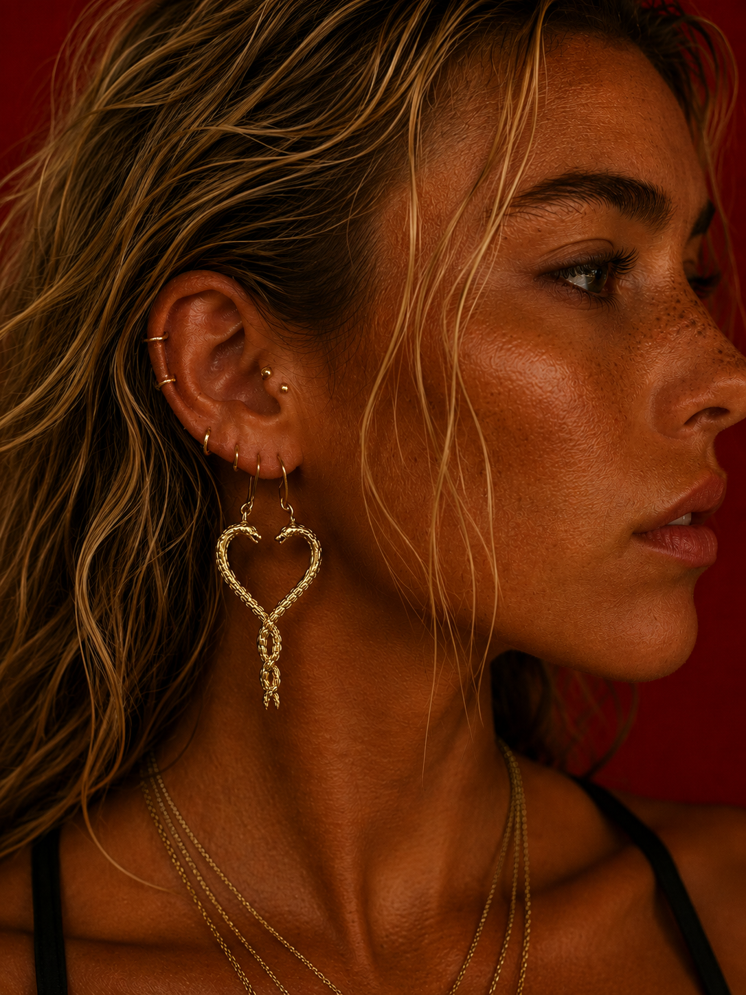 Sun Serpent's Embrace Brass Earrings
