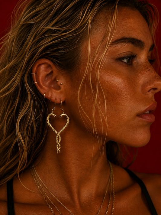 Sun Serpent's Embrace Brass Earrings
