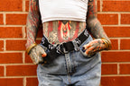 Classic Apparel: Embroidered Om Belt (Black and White)