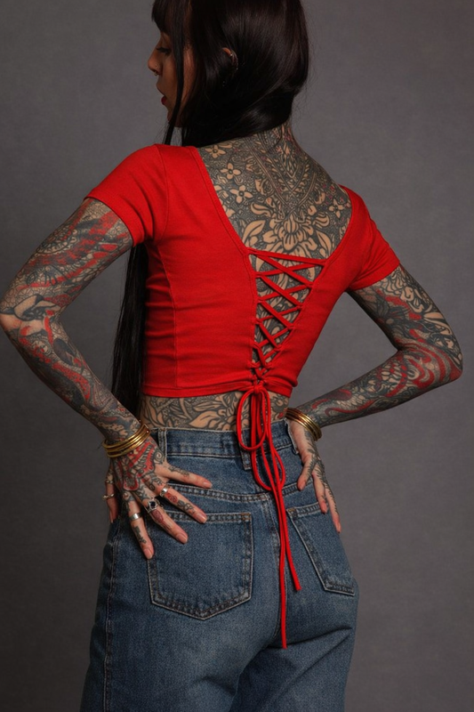 Classic Apparel: Red Fitted Crop Top