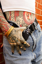Classic Apparel: Embroidered Om Belt (Black and White)